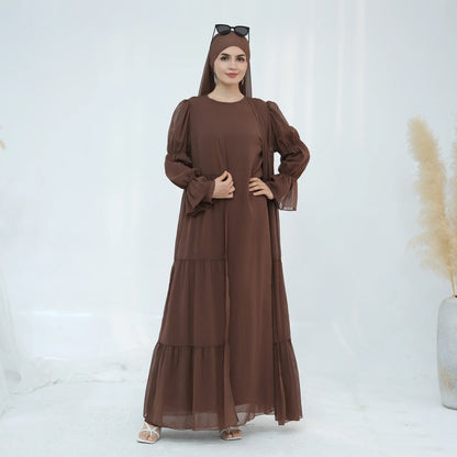 Saviig Chiffon Abaya Set for Modest Islamic Evening Parties
