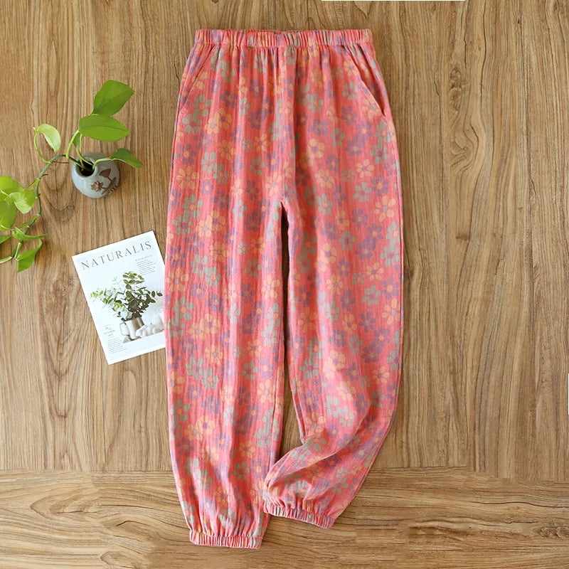 Saviig Cotton Jacquard Flower Print Sleep Pants