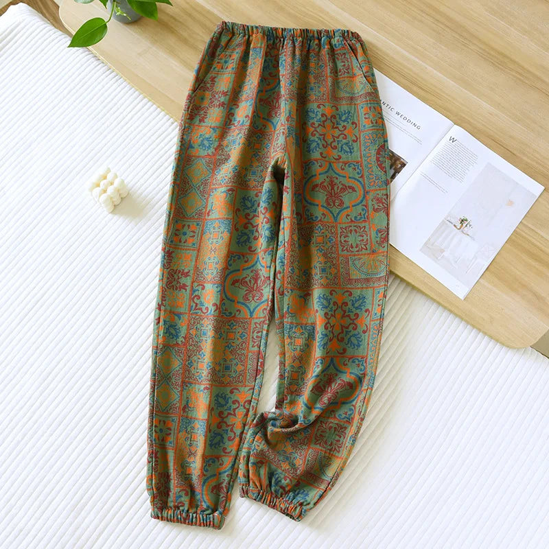 Saviig Cotton Jacquard Flower Print Sleep Pants