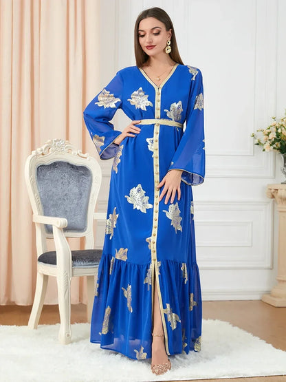 Saviig Ramadan Chiffon Abaya for Women - Muslim Long Dress 2022