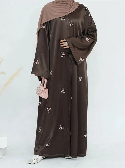Saviig Ramadan Eid Embroidery Kimono Abaya Dress for Muslim Women