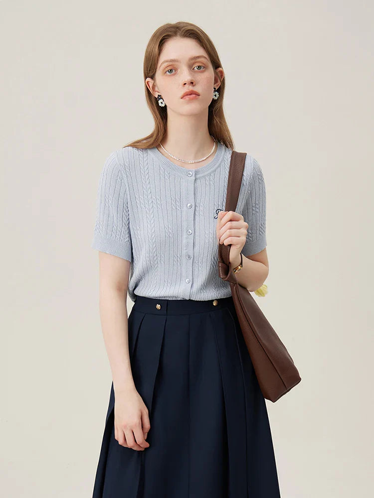 Saviig Summer Knit Cardigan: 2024 Dry Linen Light Top Female