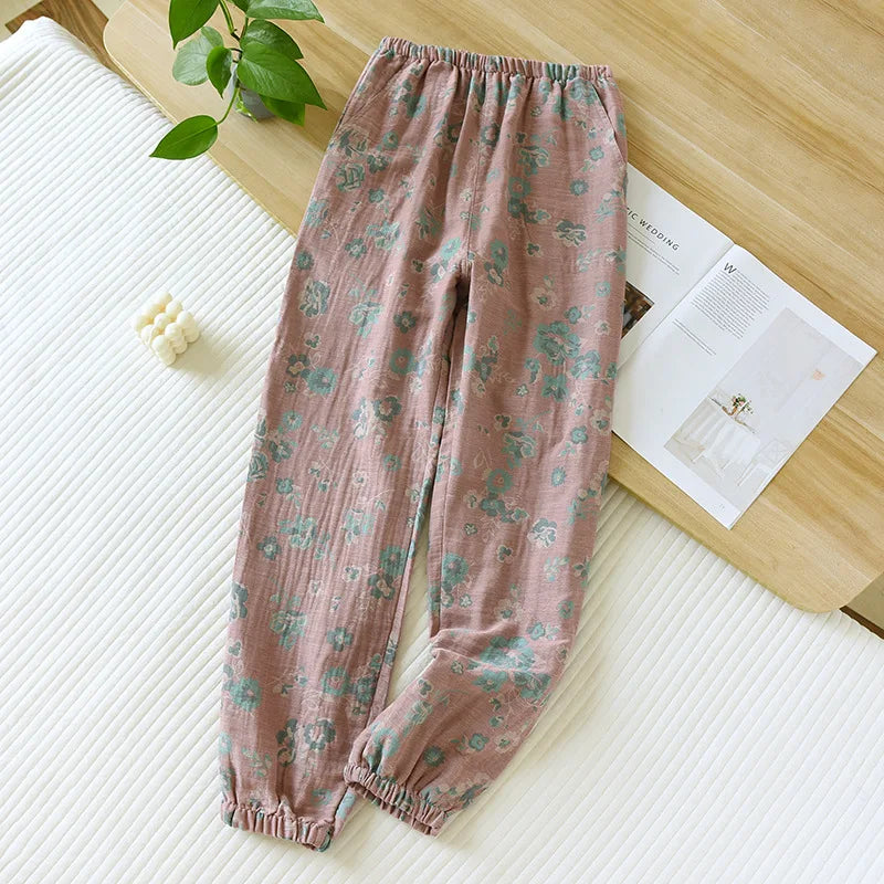 Saviig Cotton Jacquard Flower Print Sleep Pants