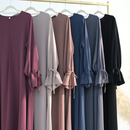 Saviig Casual Abaya Dress: Wide Sleeves, Zipper Front, Modest Muslim Fashion