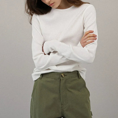 Saviig Solid Long Sleeve Cotton Tshirt for Women