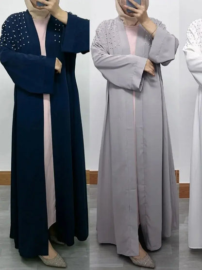 Saviig Ramadan Eid Open Abaya Luxury Muslim Modest Kimono Robe Femme