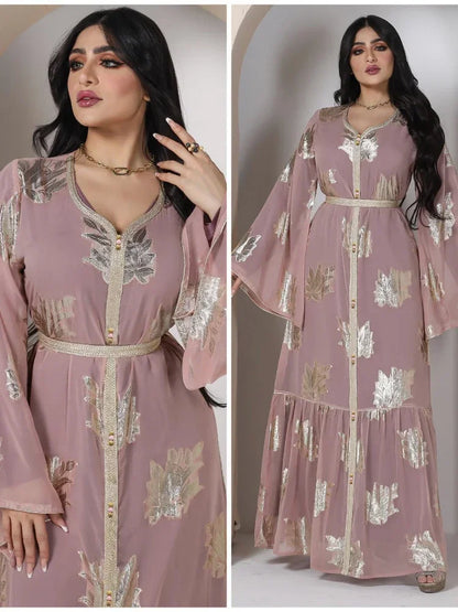 Saviig Ramadan Chiffon Abaya for Women - Muslim Long Dress 2022