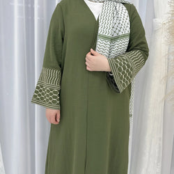 Saviig Eid Embroidered Kimono Cardigan Abaya for Muslim Women