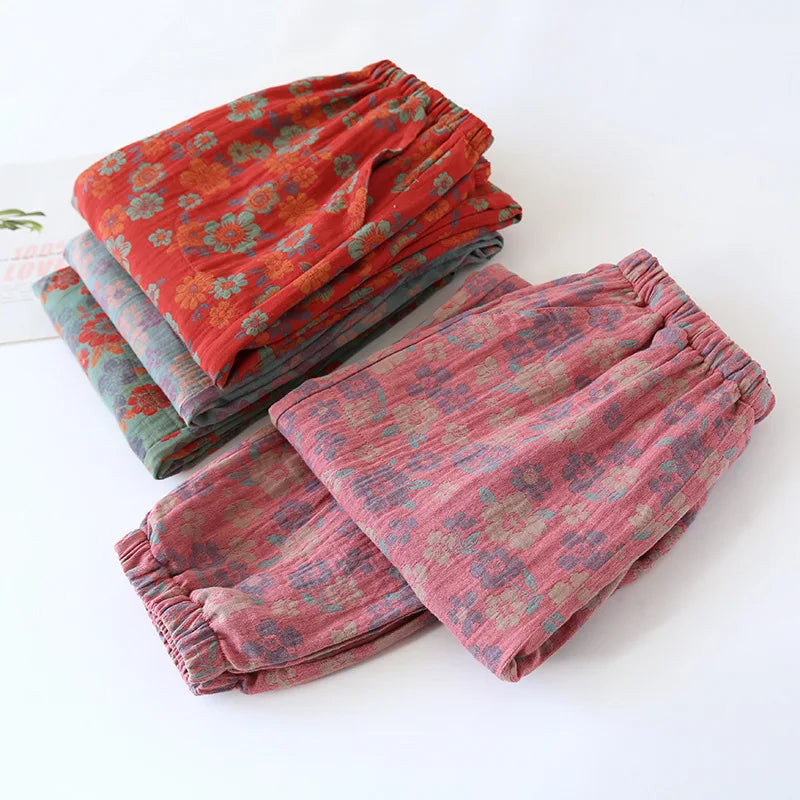 Saviig Cotton Jacquard Flower Print Sleep Pants