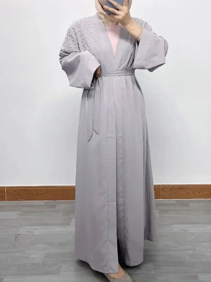 Saviig Ramadan Eid Open Abaya Luxury Muslim Modest Kimono Robe Femme