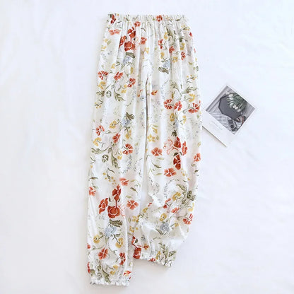 Saviig Floral Viscose Pajama Pants: Comfortable Loose Fit Home Trousers