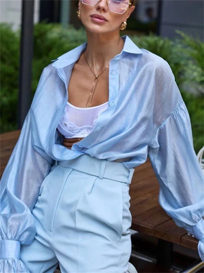 Saviig Women's Sheer Long Sleeve Cardigan Coat - Casual and Elegant Summer Blouse