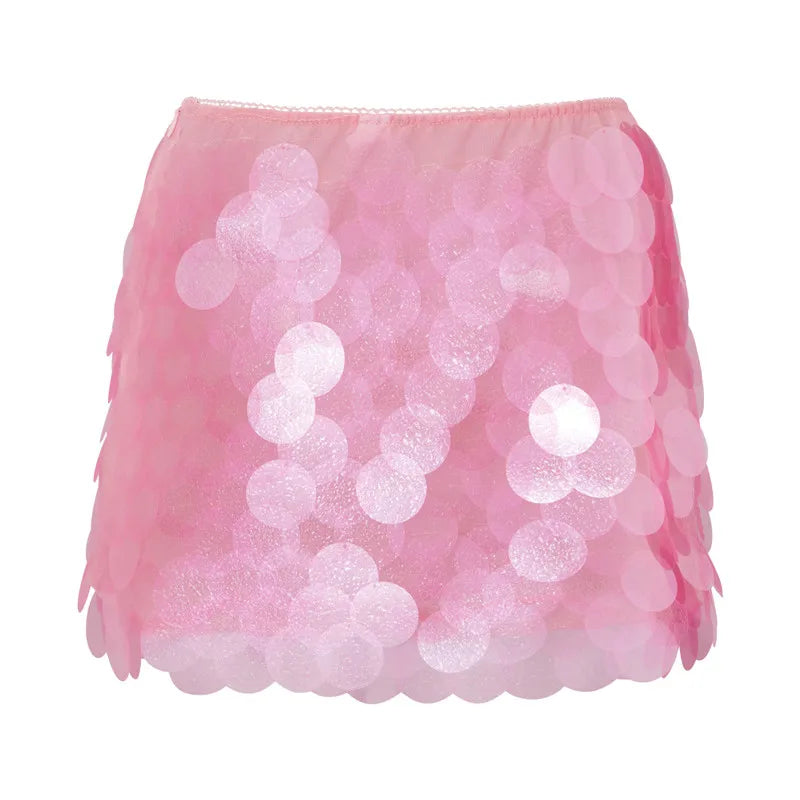Saviig Sequins Bodycon Mini Skirt: Y2K Punk Hip Clubwear