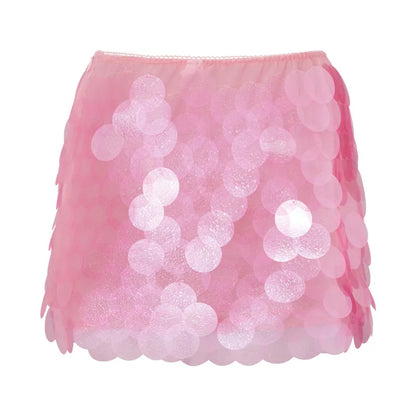 Saviig Sequins Bodycon Mini Skirt: Y2K Punk Hip Clubwear