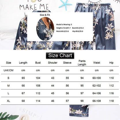 Saviig Floral Satin 2-Piece Pajama Set