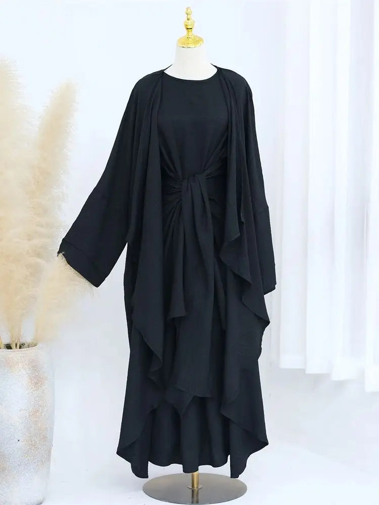 Saviig Dubai Kimono Abaya Set for Women - Elegant Muslim Modest Dress