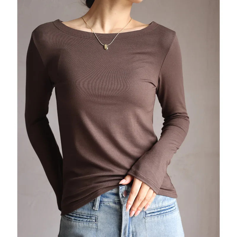 Saviig Modal Sheath Tshirt: Women's High Stretch Long Sleeve Tee
