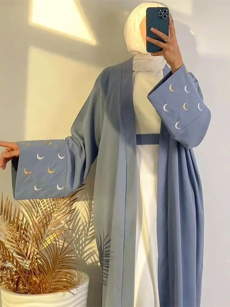 Saviig Moon Embroidered Kimono Abaya - Ramadan 2025 Collection