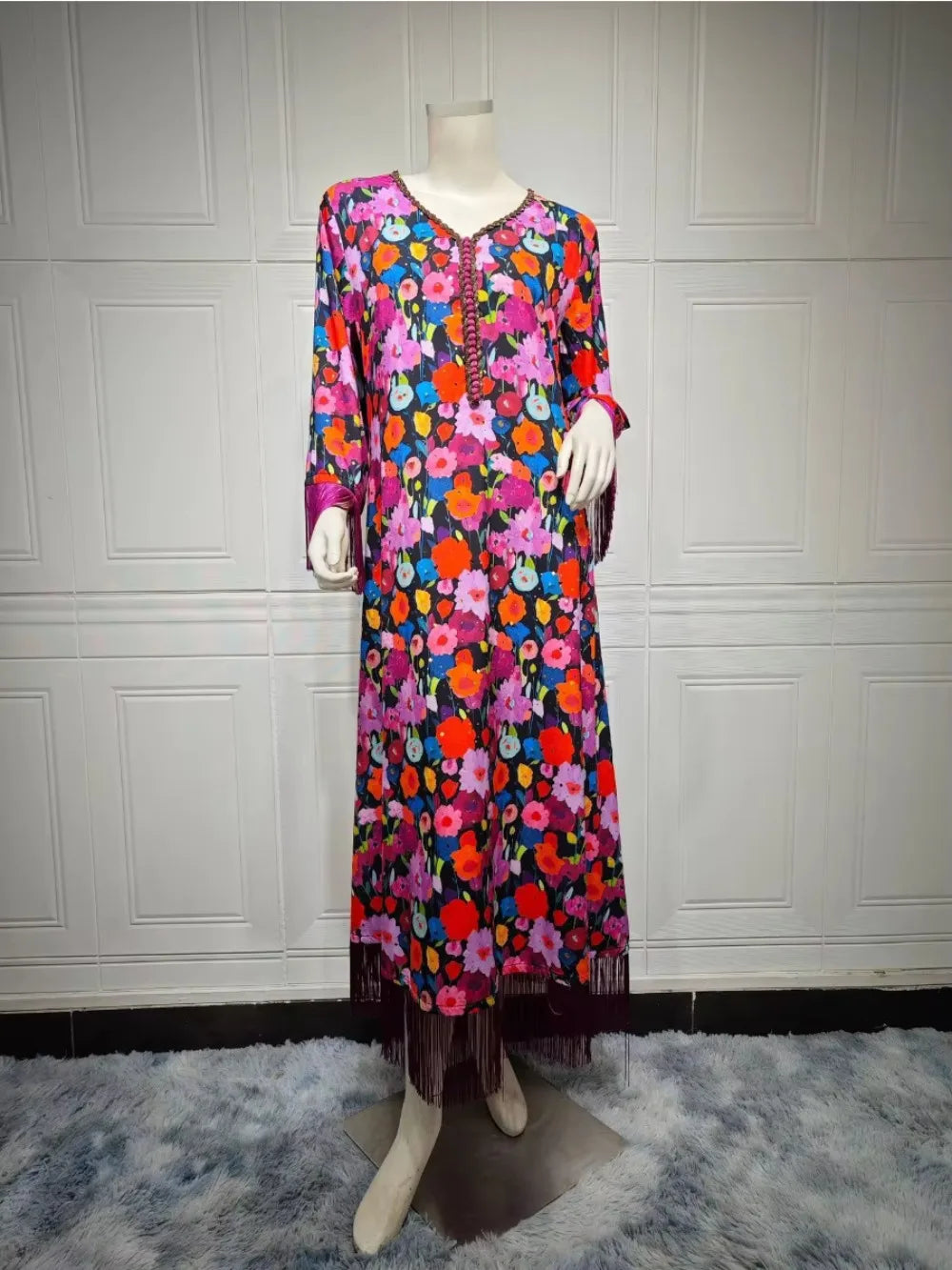 Saviig Eid Muslim Tassel Abaya Dress for Women Diamond Jalabiya Morocco Party Dubai Abaya