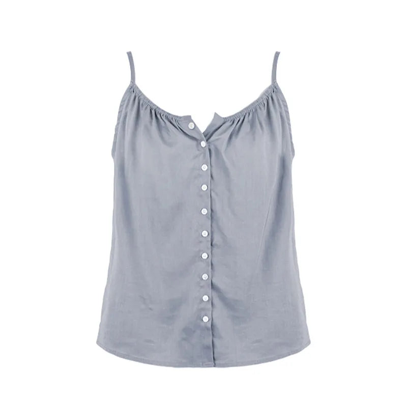 Saviig Sleeveless Button Up Top - Soft Viscose, Sexy Summer Camis