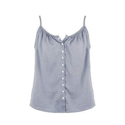 Saviig Sleeveless Button Up Top - Soft Viscose, Sexy Summer Camis