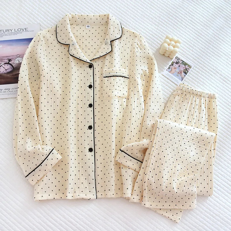 Saviig Cotton Crepe Polka Dot Pajama Set
