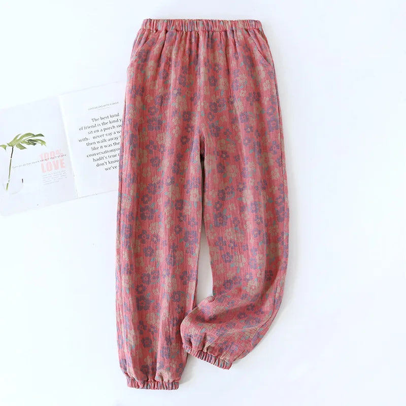 Saviig Cotton Jacquard Flower Print Sleep Pants