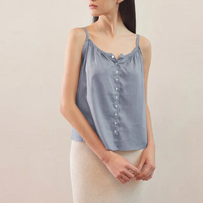 Saviig Sleeveless Button Up Top - Soft Viscose, Sexy Summer Camis