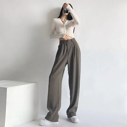 Saviig Wide Leg Casual Suit Pants for Women