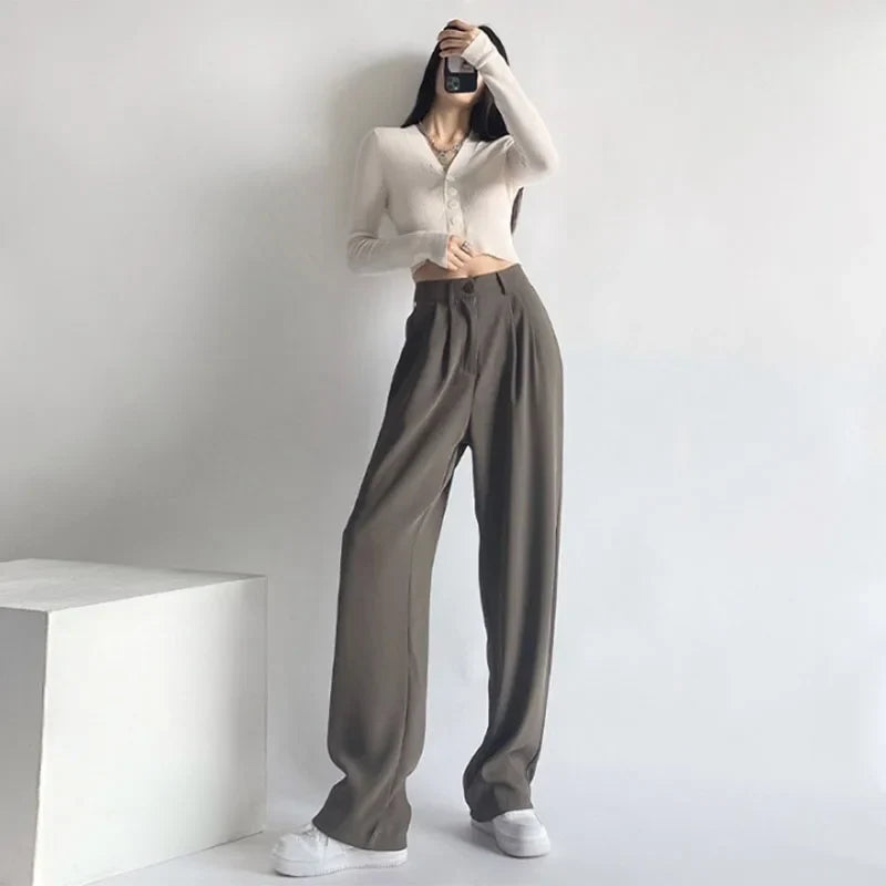 Saviig Wide Leg Casual Suit Pants for Women