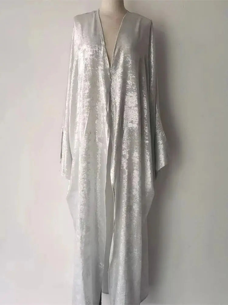 Saviig Ramadan Eid Satin Kimono Abaya Dubai Luxury Islamic Kaftan Dress