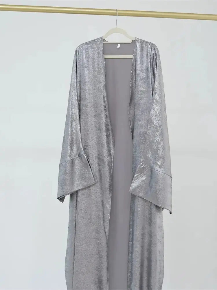 Saviig Ramadan Eid Satin Kimono Abaya Dubai Luxury Islamic Kaftan Dress