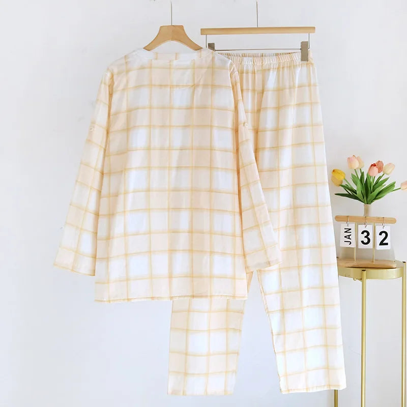 Saviig 2025 Spring/Summer Women's Cotton Gauze Pajama Set