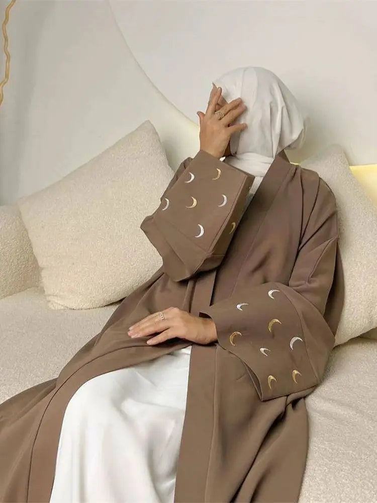 Saviig Moon Embroidered Kimono Abaya - Ramadan 2025 Collection