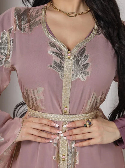 Saviig Ramadan Chiffon Abaya for Women - Muslim Long Dress 2022