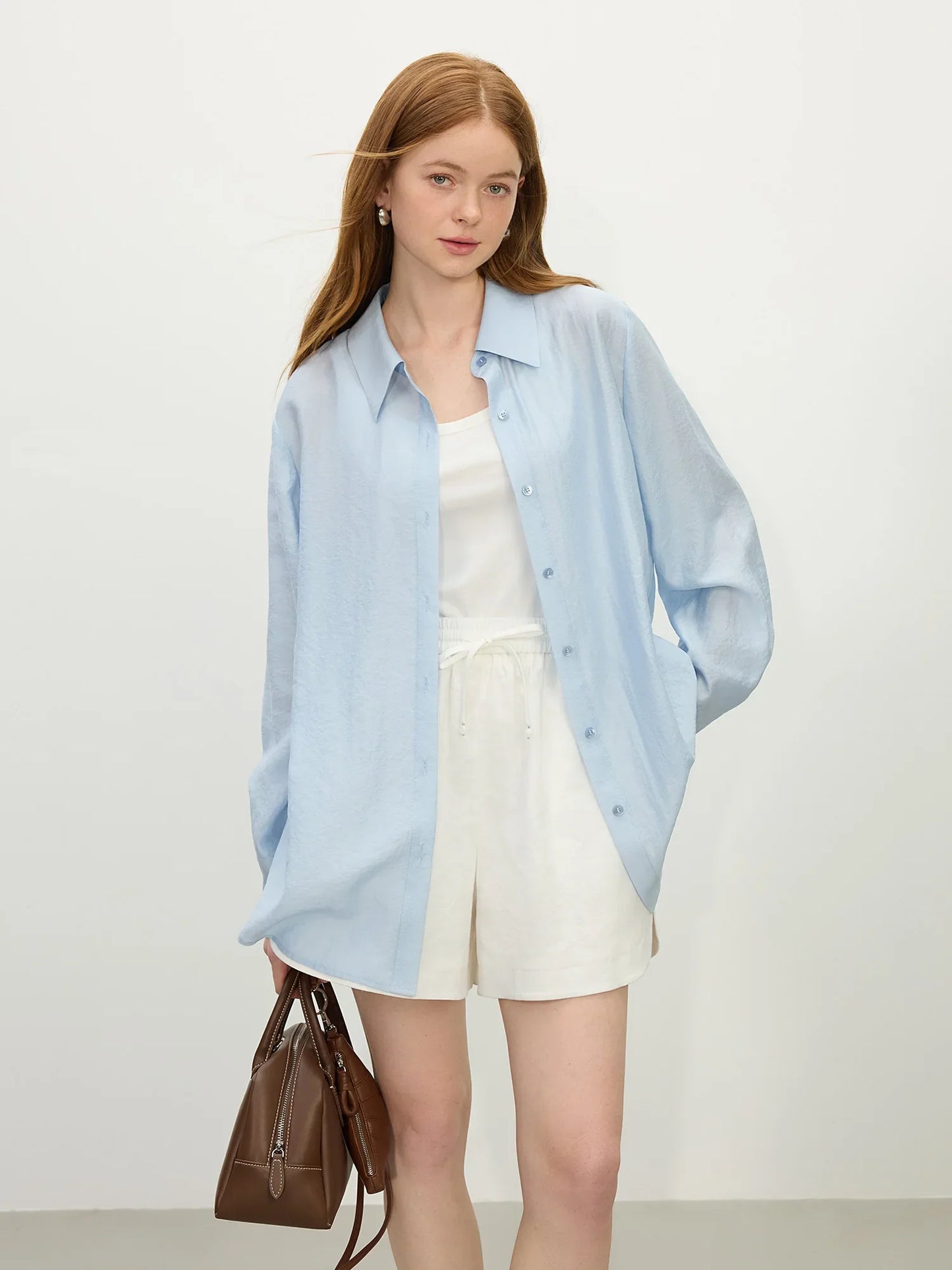 Saviig Tencel Acetate Sun Shirt - Lightweight UPF50+ Long Sleeve Cover-Up