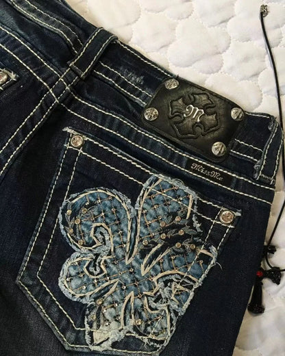 Saviig Embroidered Baggy Hip Hop Jeans High Waist Vintage Harajuku Style
