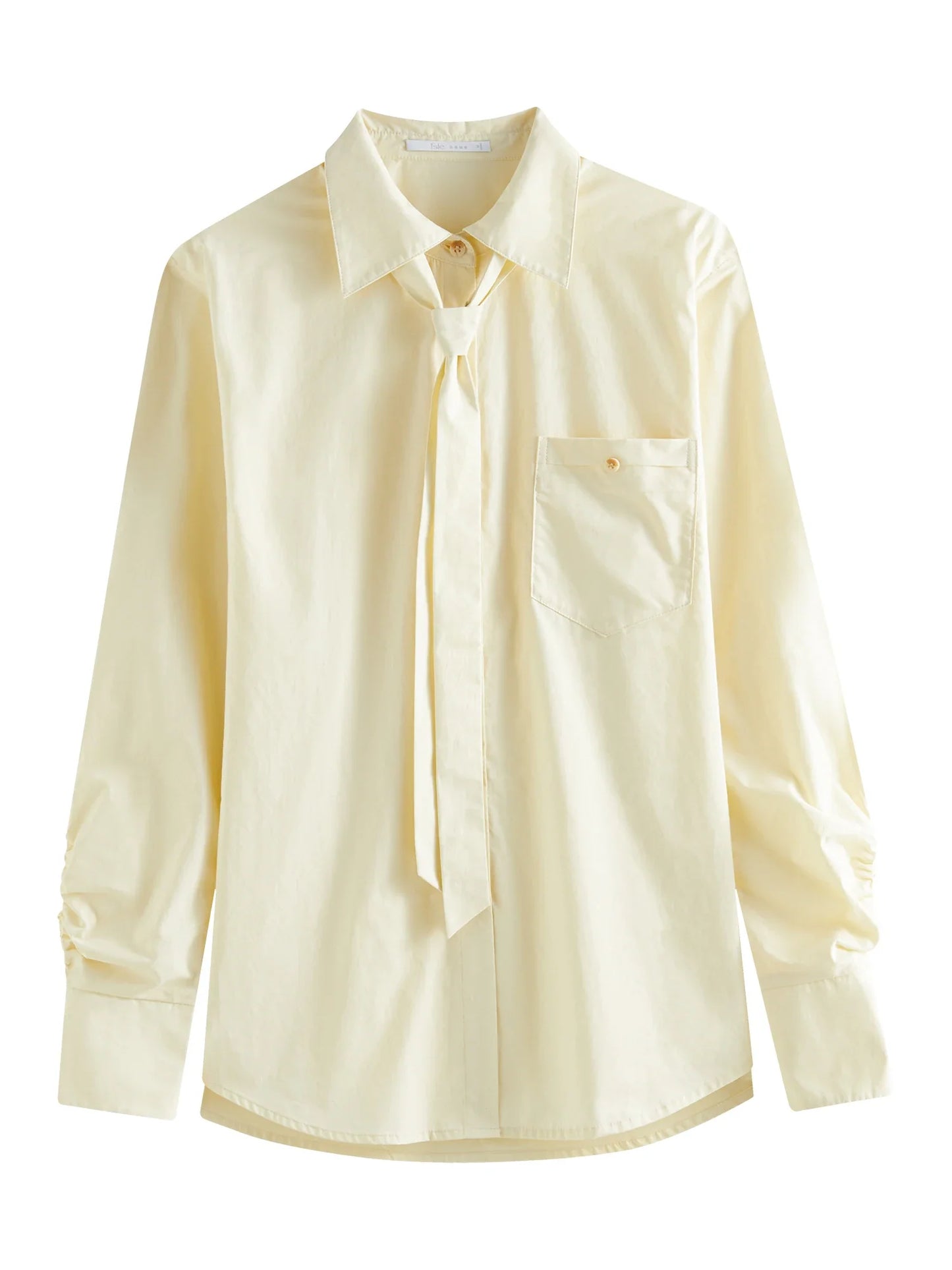 Saviig Cotton Long Sleeved Shirt with Detachable Tie - Spring 2025 Casual Women's Shirt
