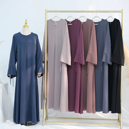 Saviig Casual Abaya Dress: Wide Sleeves, Zipper Front, Modest Muslim Fashion