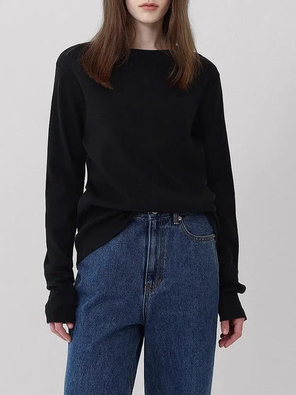 Saviig Solid Long Sleeve Cotton Tshirt for Women