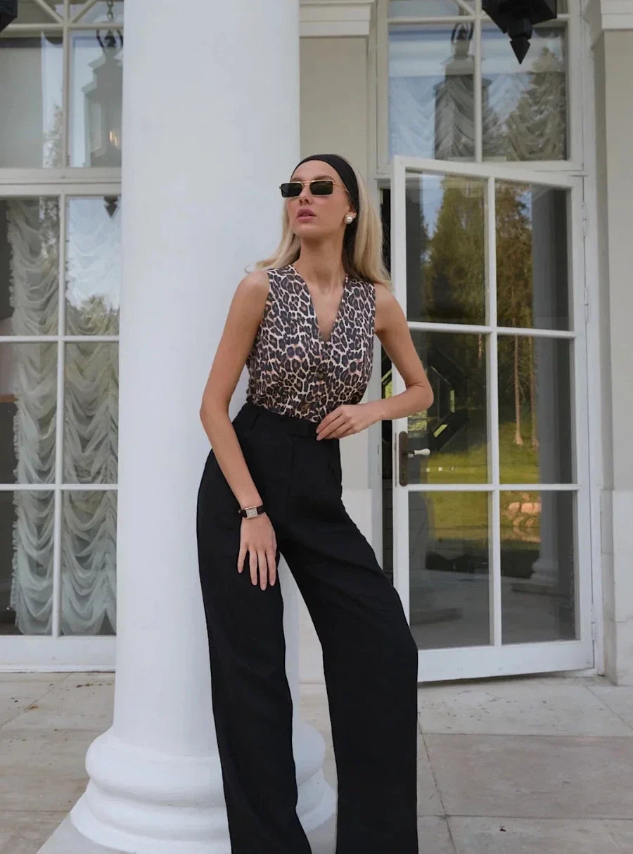 Saviig Straight Leg High Waist Pants for Stylish Office Look