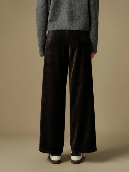 Saviig Velvet Wide Leg Pants 2024 Winter Collection