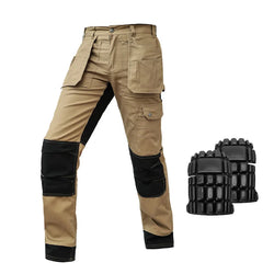 Saviig Cotton Khaki Work Jacket & Trousers: Multi-pocket, Wear-Resistant, Men's Workwear