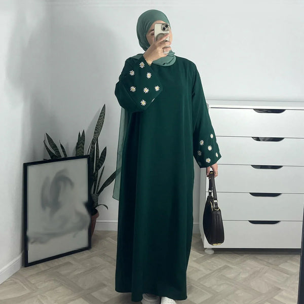 Saviig Eid Ramadan Embroidery Dubai Abaya Maxi Dress for Women