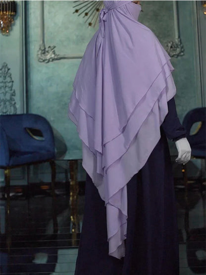 Saviig Ramadan Eid Long Khimar Headscarf Muslim Women's Hijab Jubha Garment