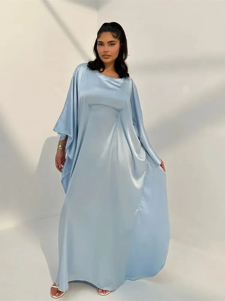 Saviig Shiny Batwing Satin Abaya Dubai Luxury 2024 - Maxi Kaftan Dress Muslim Islamic Caftan