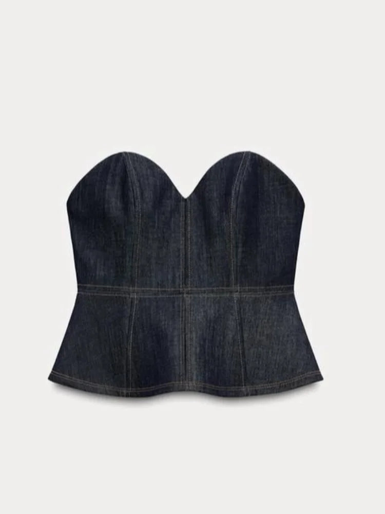 Saviig Chic Pleated Denim Dress: Short Sleeve Lapel Solid Vestidos