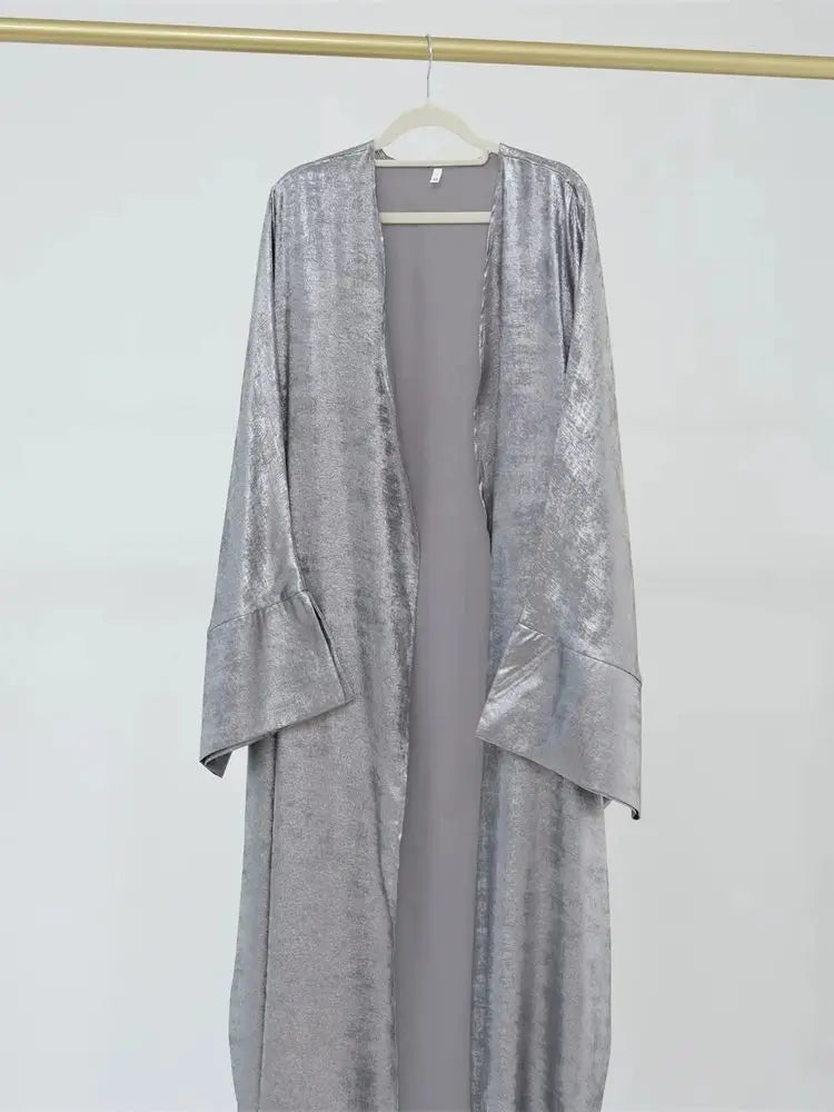 Saviig Ramadan Eid Satin Kimono Abaya Dubai Luxury Islamic Kaftan Dress