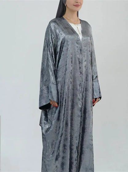 Saviig Ramadan Eid Luxury Satin Kimono Abaya for Women