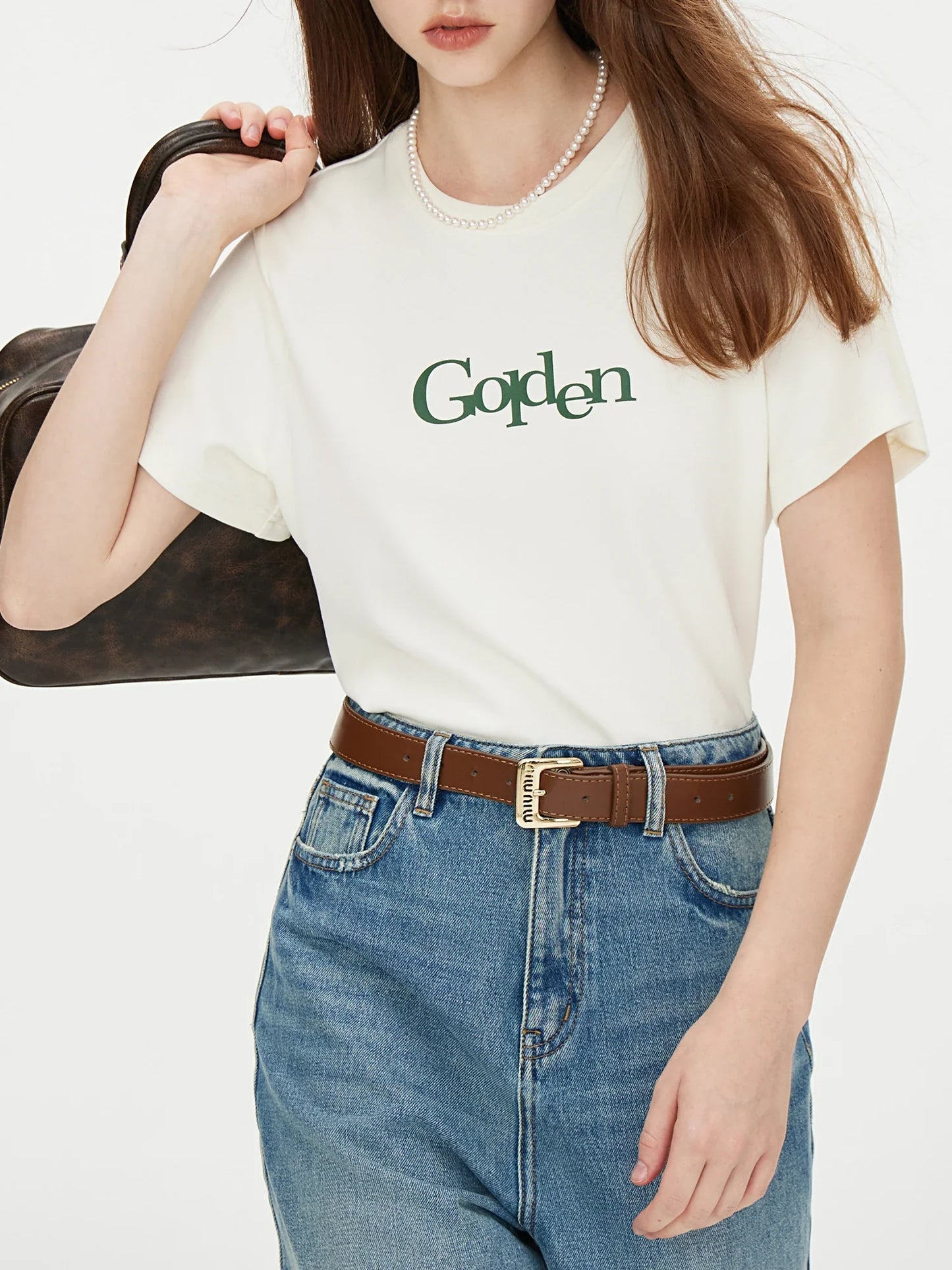 Saviig Printed Office Lady Shoulder T-shirt: 2024 Autumn Collection